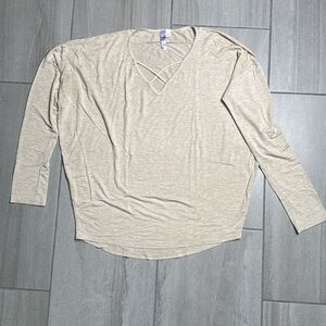 Alya Women Beige Long Sleeve Tank Top with Front Cutout - Casual, Classic Look